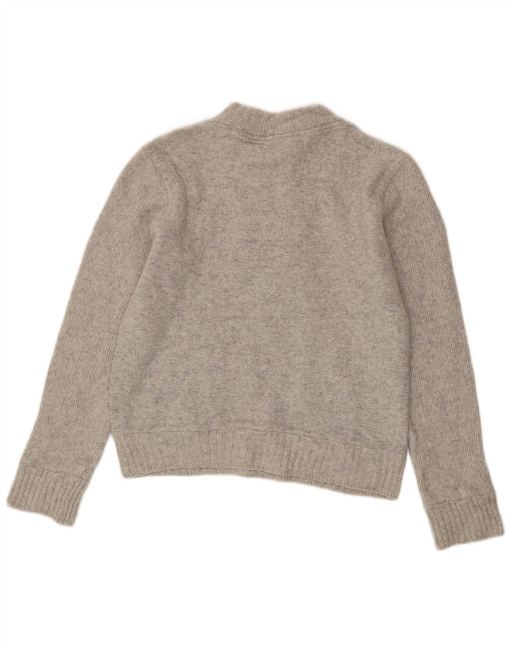 Suéter masculino Lacoste Slim Fit com zíper e gola tamanho 4 cinza médio manchado