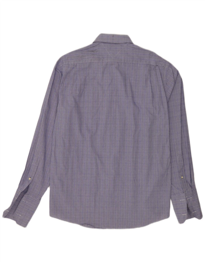 Camisa formal masculina Tommy Hilfiger tamanho 15 1/2 médio azul houndstooth