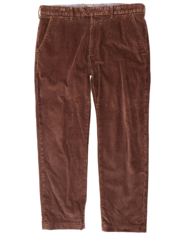 Calça masculina reta de veludo cotelê Marks & Spencer W36 L29 algodão marrom