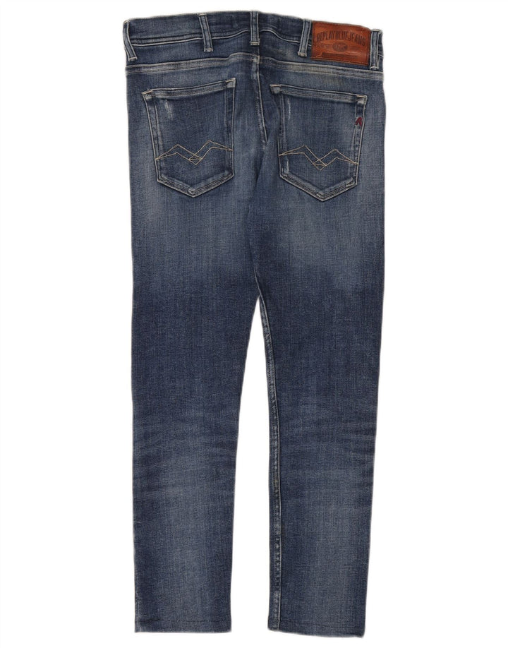 Replay Calça Jeans Feminina Crop Distressed Slim W30 L26 Azul
