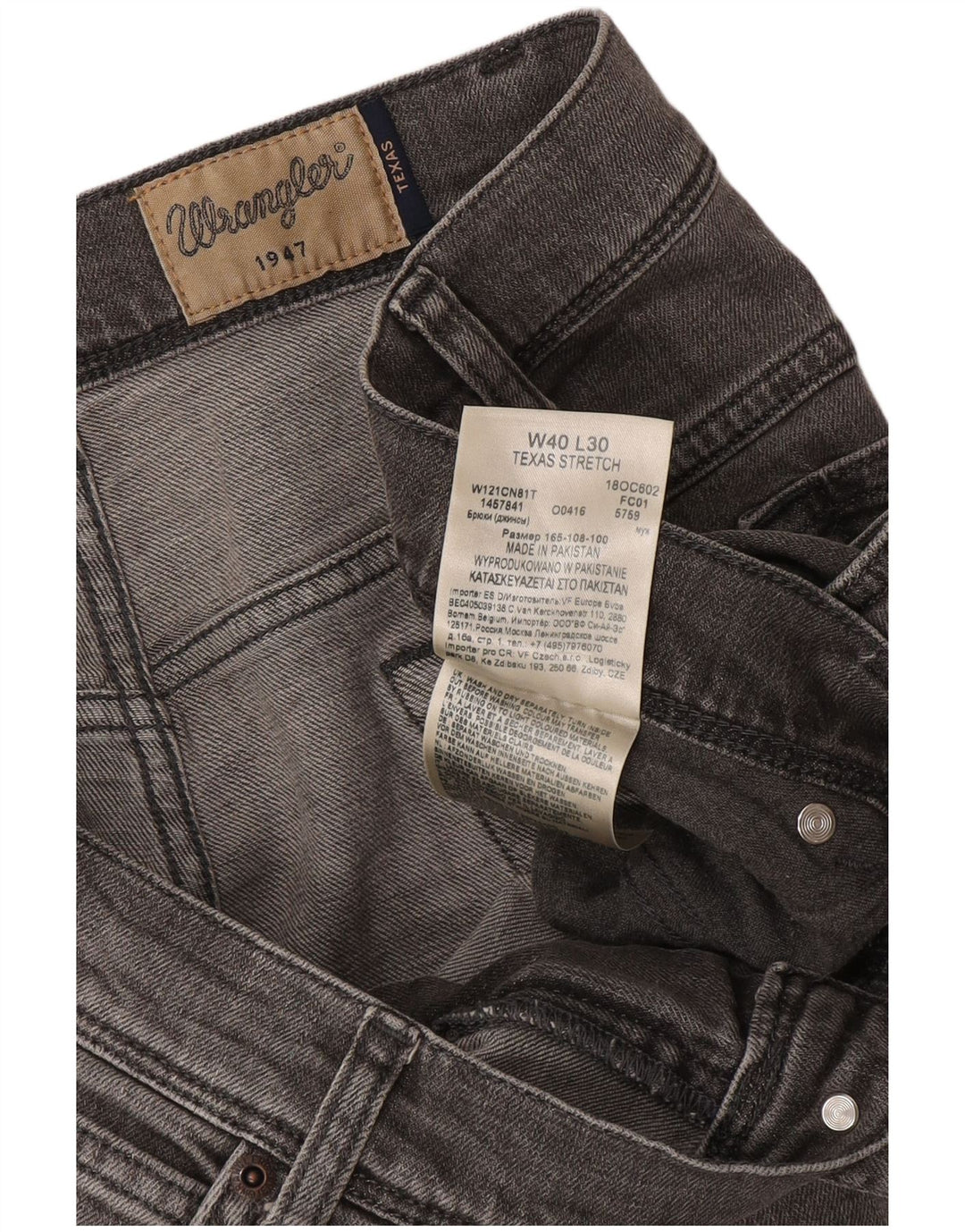WRANGLER Masculino Texas Stretch Straight Jeans W40 L30 Algodão Cinza