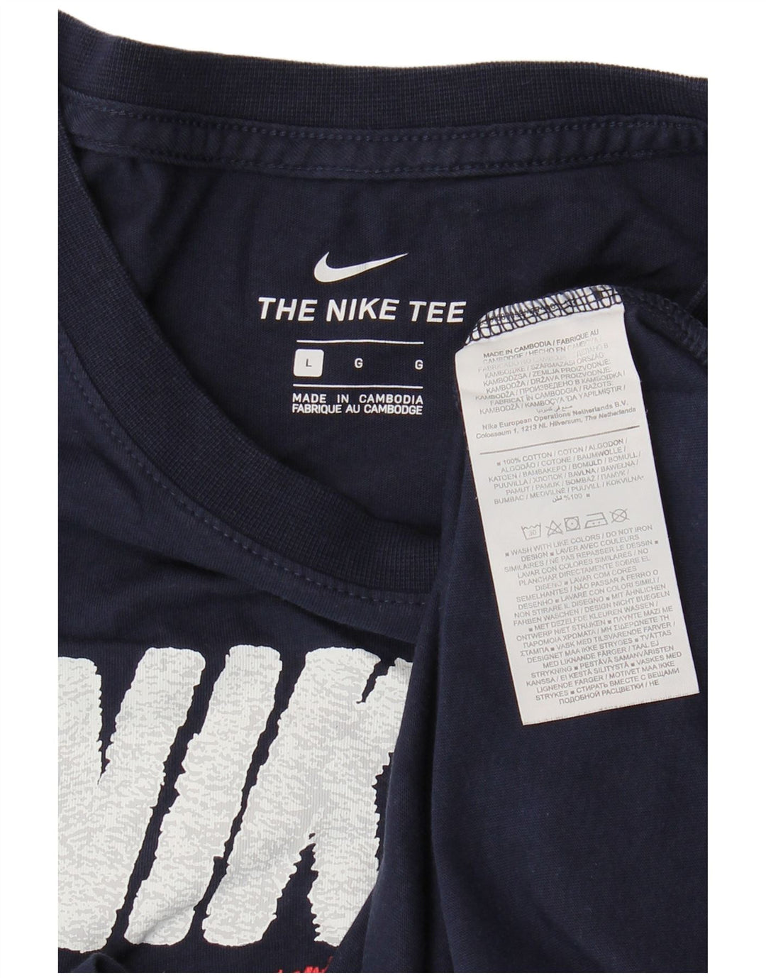 Camiseta Nike masculina gráfica grande algodão azul marinho