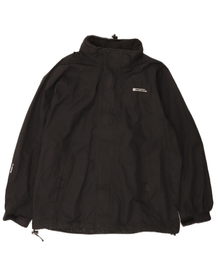 Jaqueta de chuva masculina com capuz Mountain Warehouse UK 38 nylon preto médio