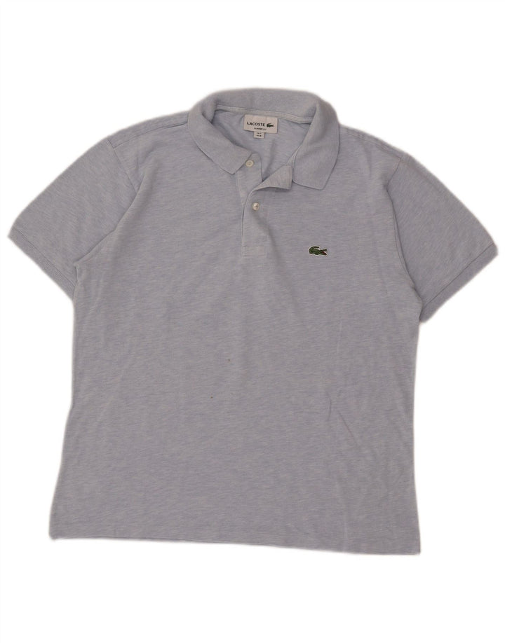 Camisa polo masculina Lacoste Classic Fit tamanho 4 algodão manchado azul médio