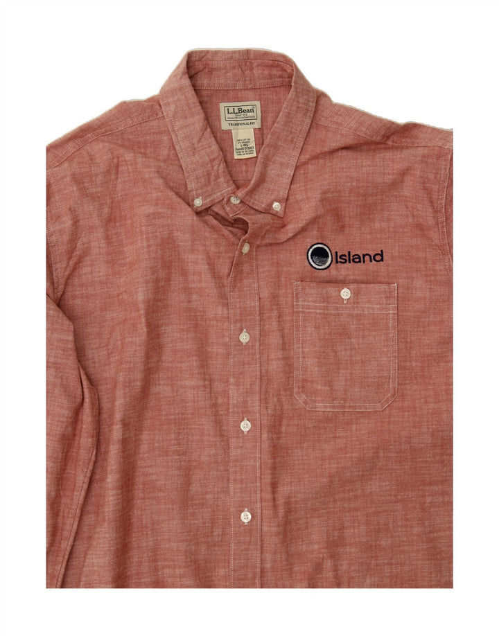 L.L.BEAN Mens Traditional Fit Shirt Large Pink Cotton Vintage L.L.Bean and Second-Hand L.L.Bean from Messina Hembry 