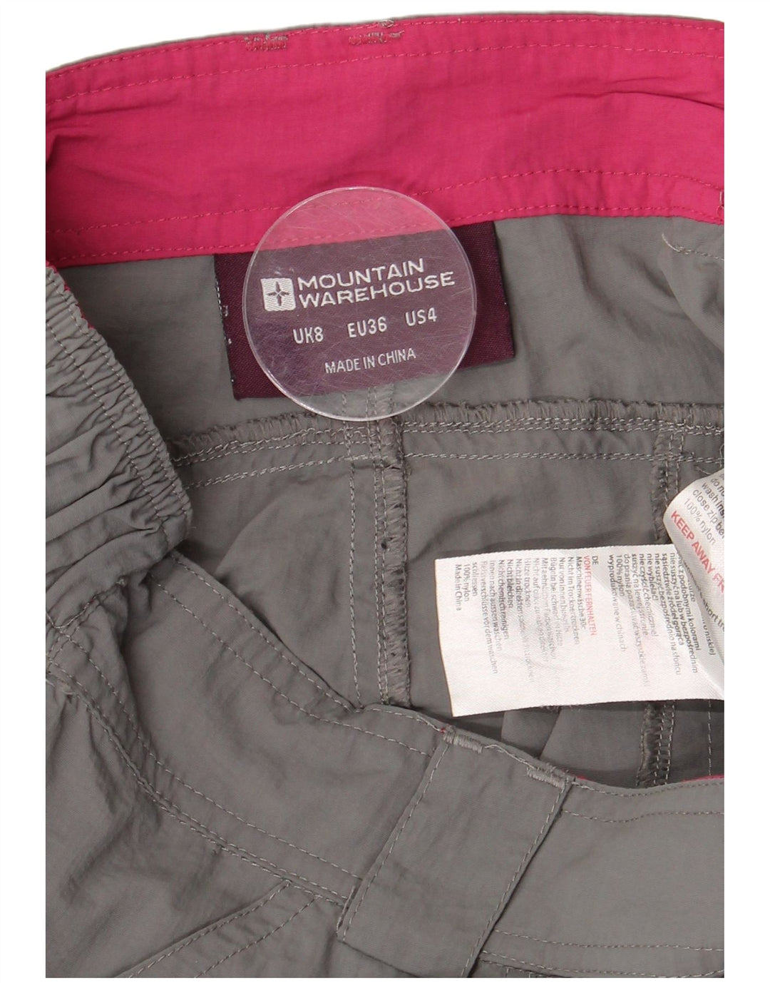 Calça cargo feminina reta MOUNTAIN WAREHOUSE Reino Unido 8 pequena W30 L28 cinza