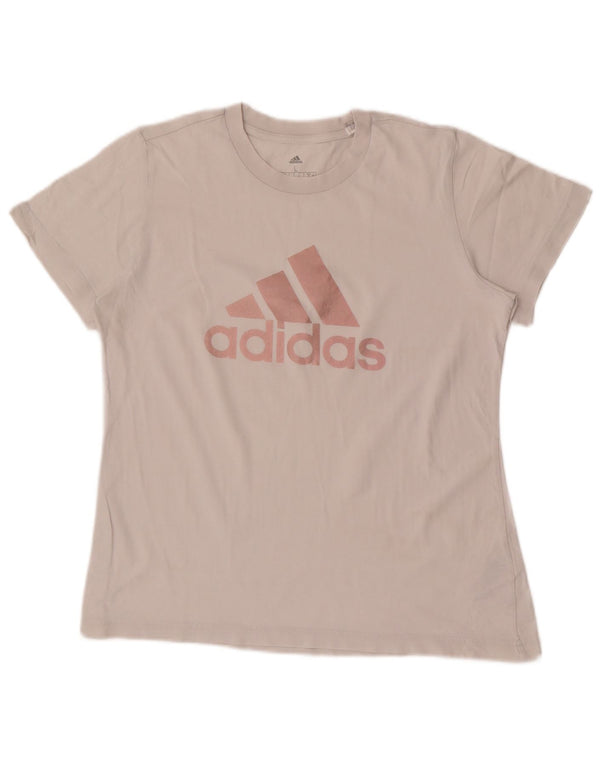 Camiseta feminina gráfica Adidas UK 14 grande algodão branco