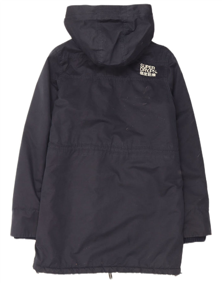 Jaqueta masculina Superdry com capuz Sherpa Parka Reino Unido 38 poliéster azul marinho médio