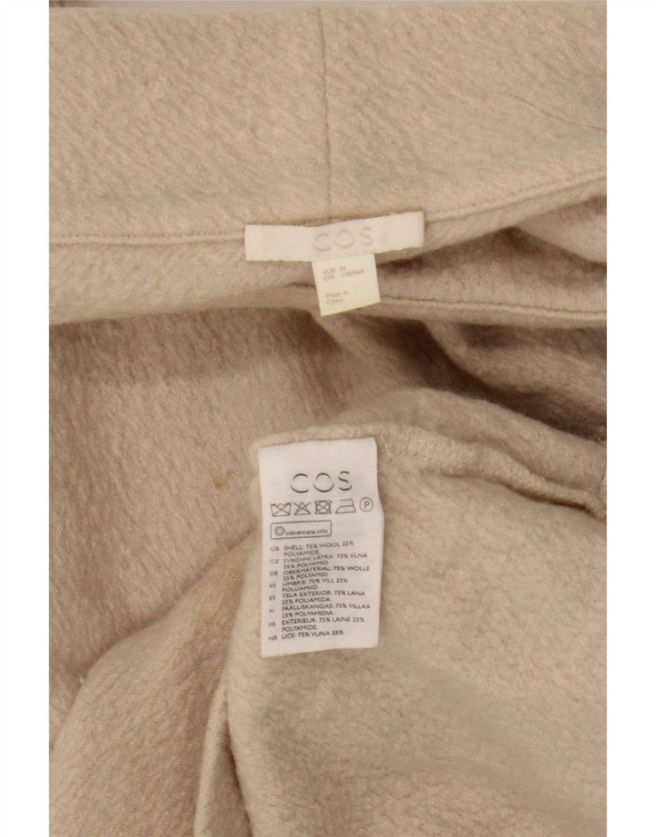 Suéter feminino Cos manga 3/4 com gola tartaruga Reino Unido 14 lã bege médio