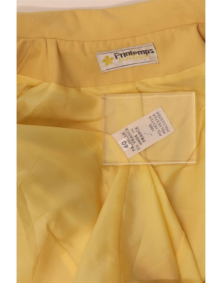 Jaqueta blazer feminina vintage com peito duplo IT 40 pequeno amarelo clássico