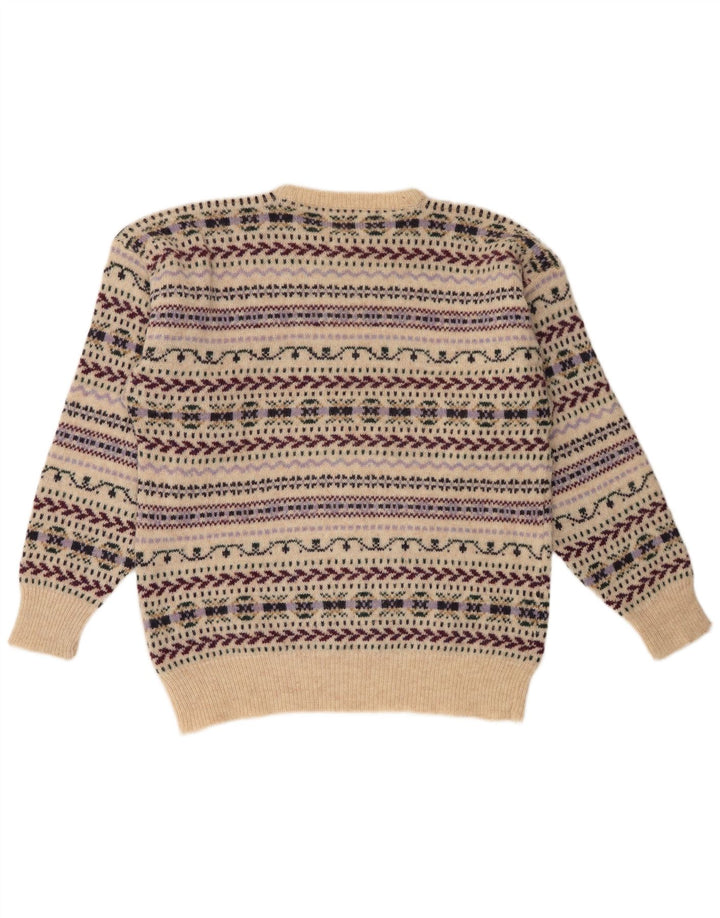 Suéter masculino Cubus com gola redonda, grande bege, lã Fair Isle