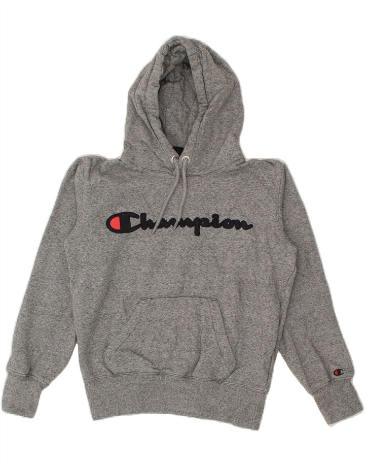 CHAMPION Womens Graphic Hoodie Jumper UK 6 XS Grey Cotton Vintage Champion and Second-Hand Champion from Messina Hembry 