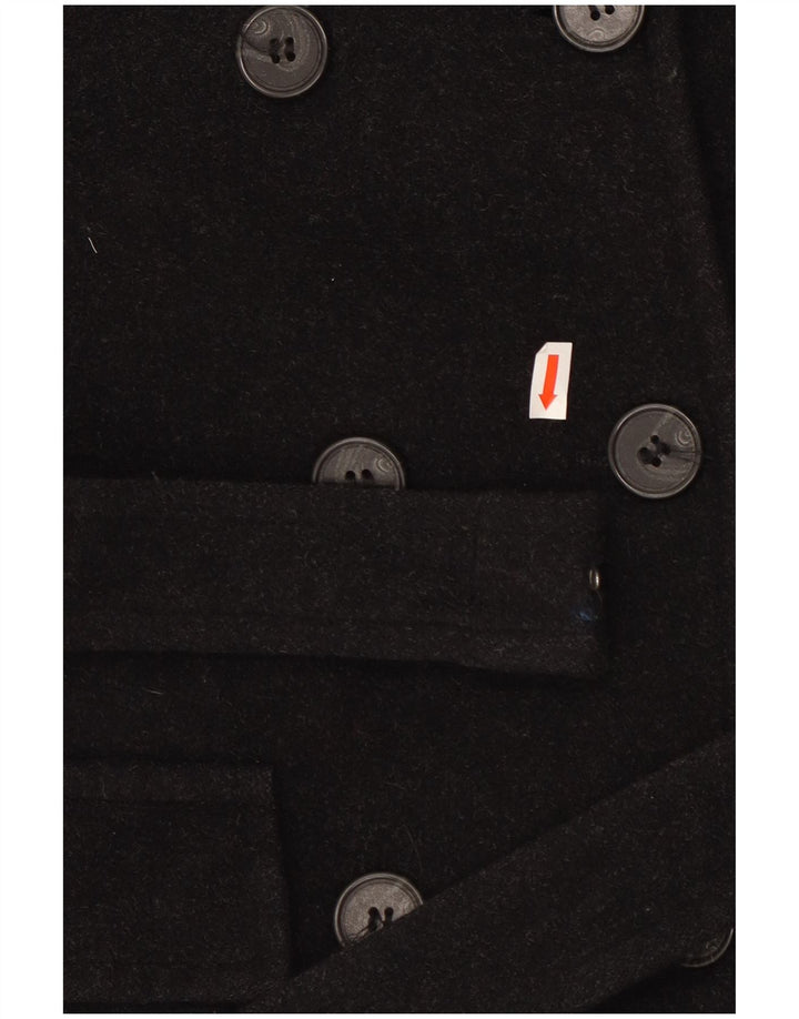 Casaco feminino oversized com peito duplo, Reino Unido 10, lã preta pequena, Max & Co.