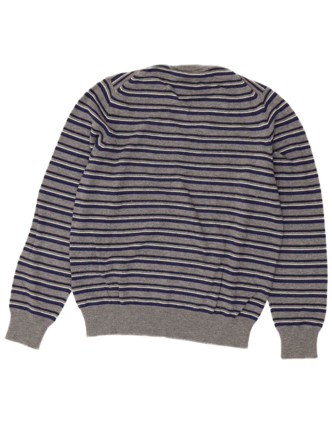 Suéter masculino Fred Perry com gola V e lã listrada cinza pequena