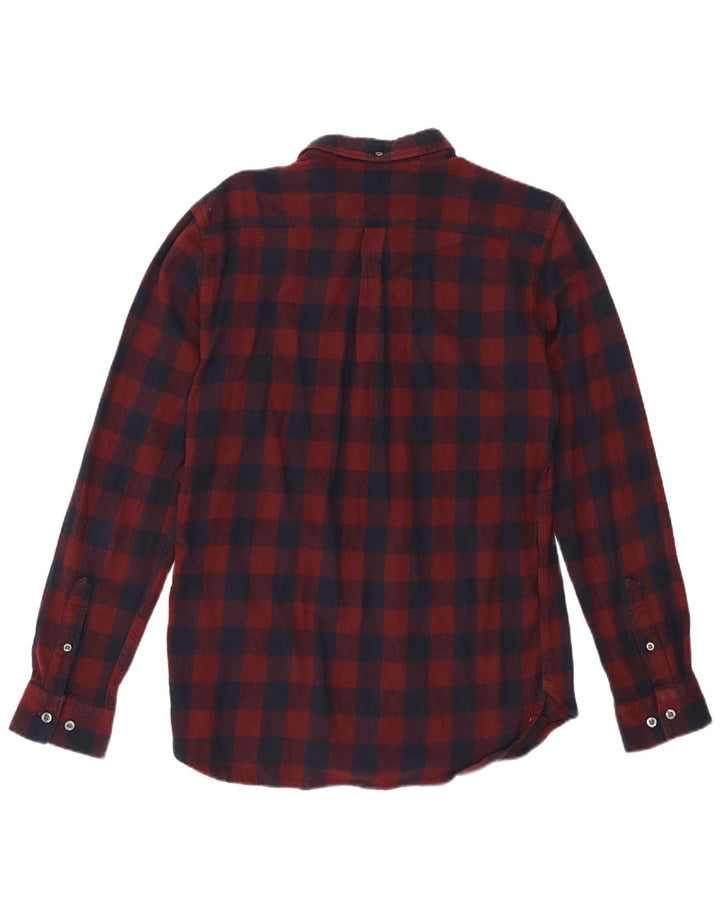 Camisa masculina de flanela French Connection médio algodão gingham cor de vinho