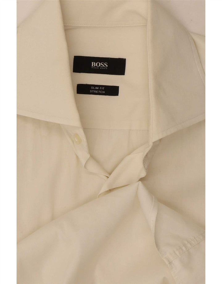 Camisa Slim Fit Masculina Hugo Boss Média Off White