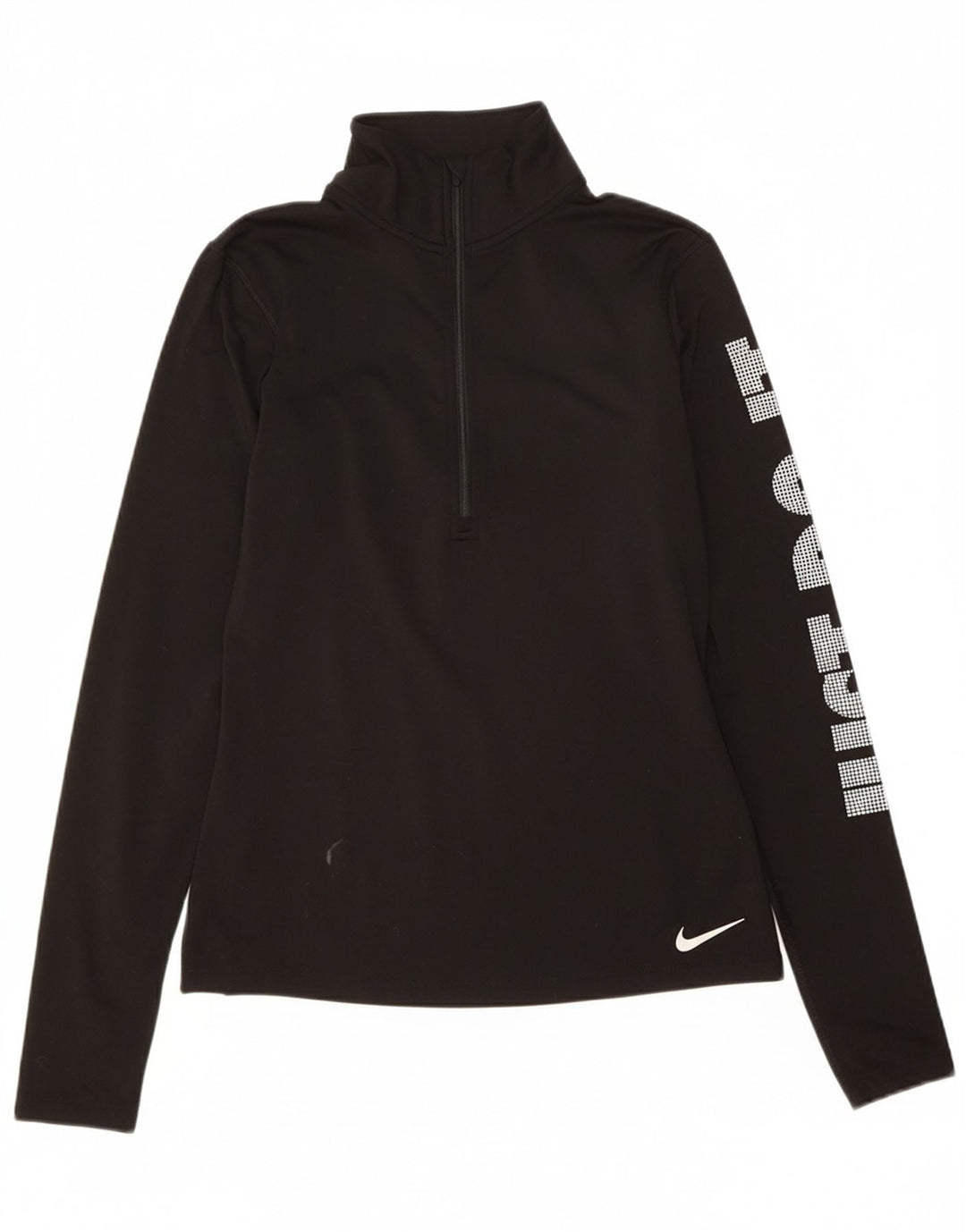 NIKE Womens Graphic Pullover Treino Top UK 12 Médio Preto Listrado