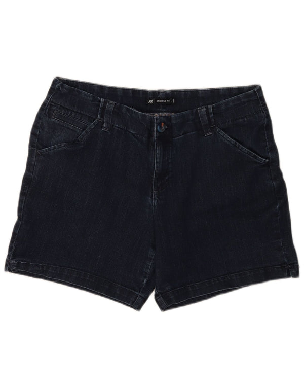 Shorts jeans feminino de cintura média LEE EUA 12 grande W34 algodão azul marinho