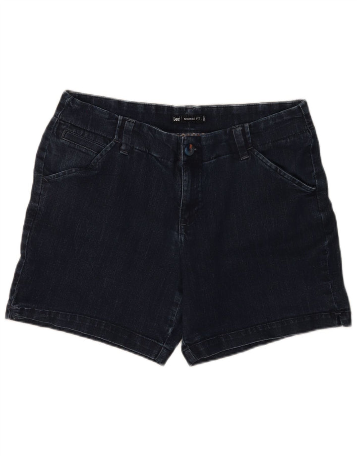 Shorts jeans feminino de cintura média LEE EUA 12 grande W34 algodão azul marinho