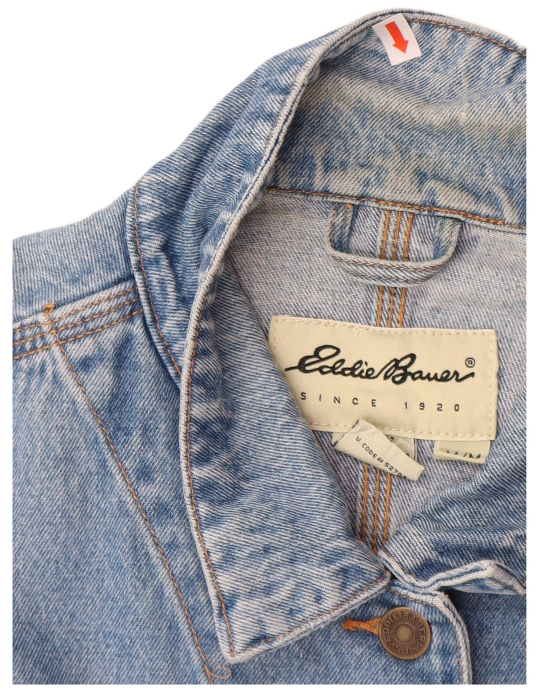 Jaqueta jeans feminina EDDIE BAUER de grandes dimensões Reino Unido 14 algodão azul médio