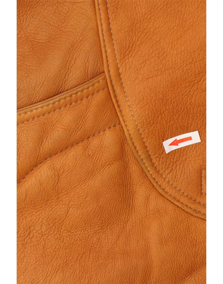 Jaqueta Shearling Feminina Vintage Reino Unido 18 XL Marrom Shearling