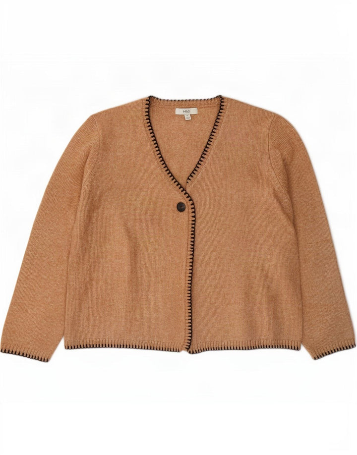 Suéter cardigã feminino oversized Marks & Spencer Reino Unido 18 XL marrom manchado