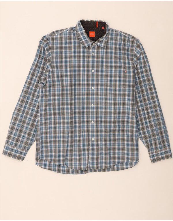 Camisa masculina Hugo Boss 2XL algodão xadrez azul