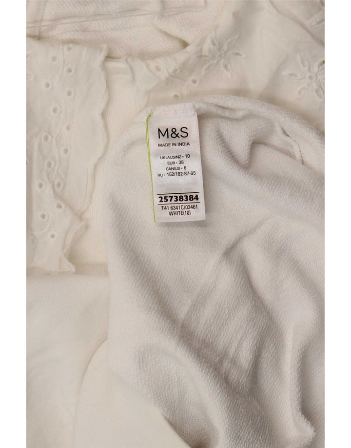 Suéter feminino Marks & Spencer Reino Unido 10 pequeno algodão branco