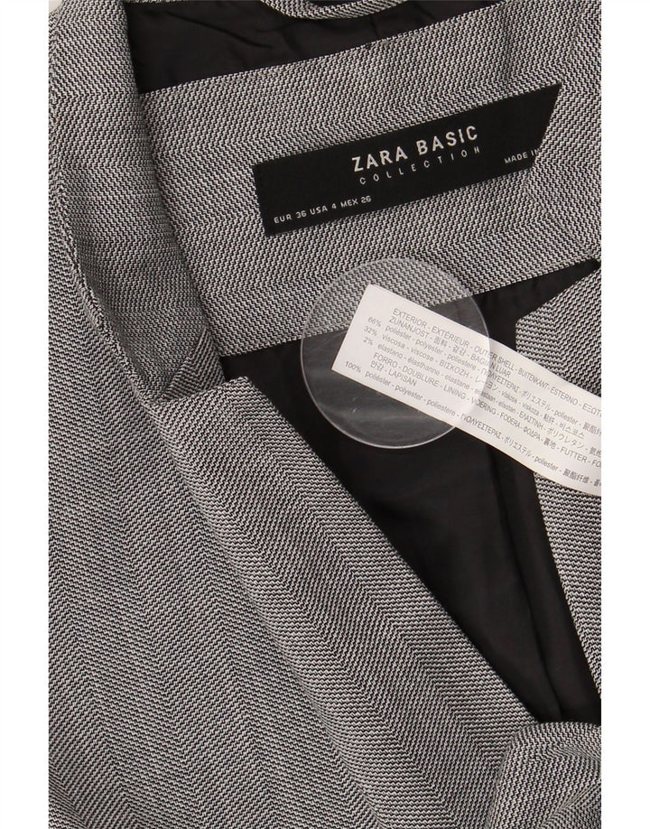 Jaqueta blazer feminina ZARA com 1 botão EU 36 XS cinza poliéster