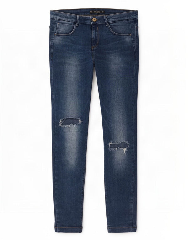 Calça jeans skinny feminina Zara Trafaluc desgastada UE 40 médio W30 L27 azul