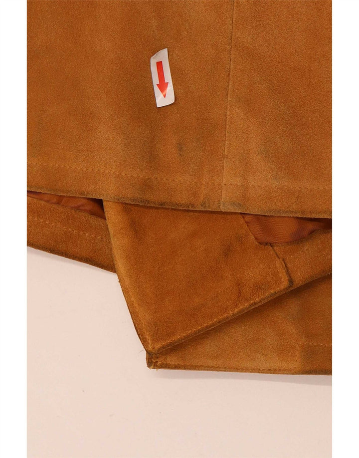 Sobretudo feminino vintage de camurça IT 42 couro bege médio