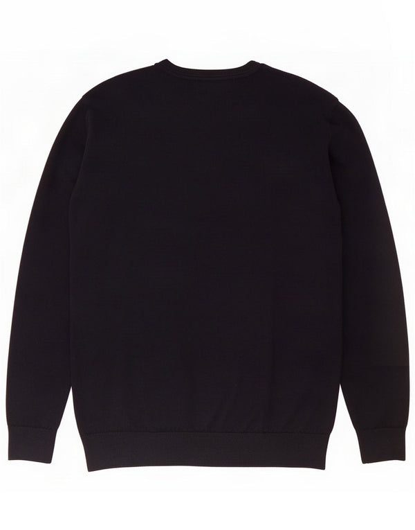 Suéter masculino Lacoste com ajuste regular e decote em V tamanho 6 XL lã azul marinho