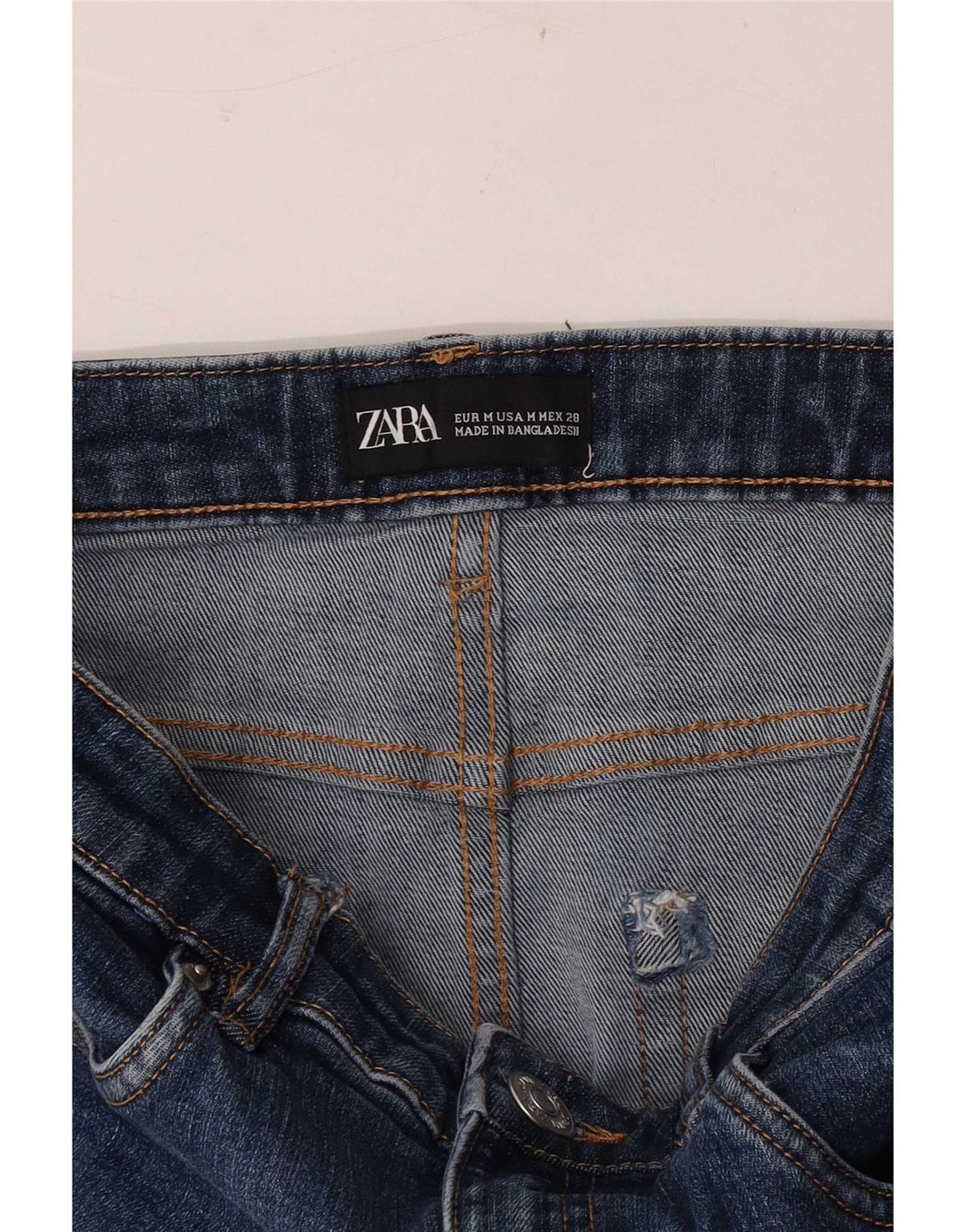 Mini saia jeans feminina Zara médio W28 azul