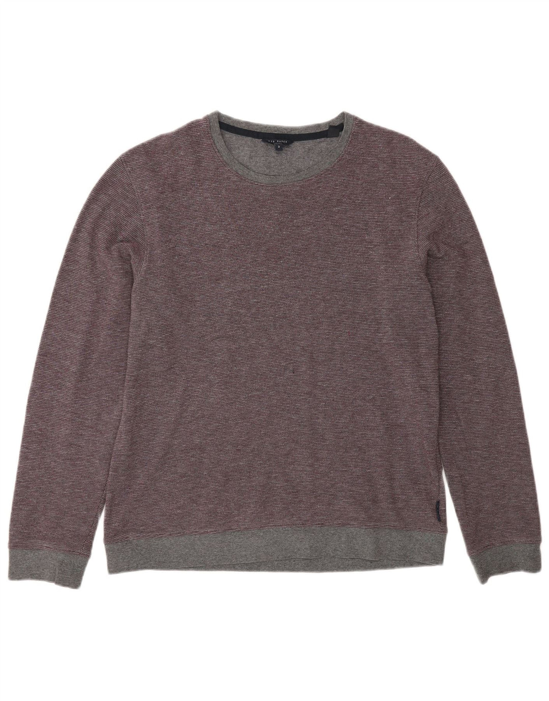 Suéter masculino Ted Baker com gola redonda tamanho 3 médio algodão borgonha