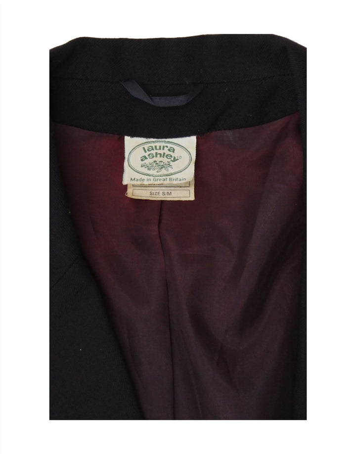 Jaqueta blazer feminina Laura Ashley com 2 botões Reino Unido 10 pequena lã azul marinho