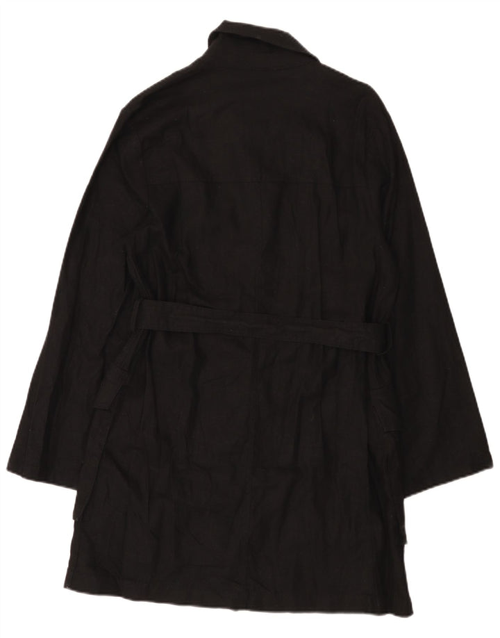 Sobretudo utilitário feminino Zara UK 14 linho preto médio