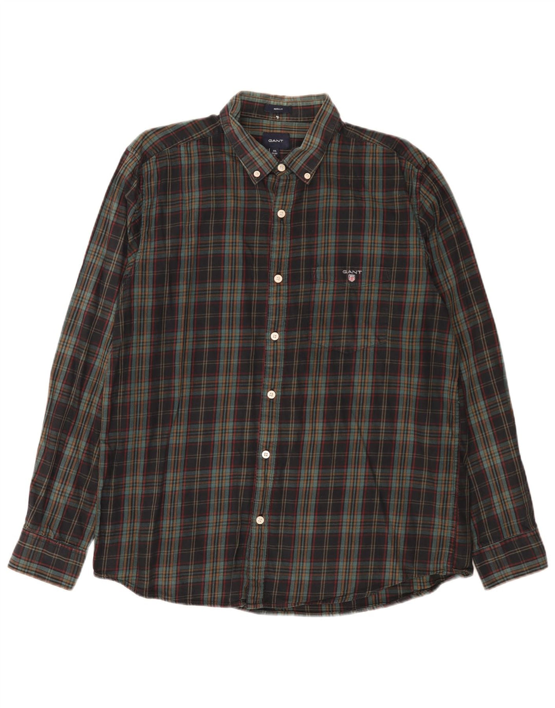 Camisa masculina de flanela Gant Regular Fit tamanho 42/43 17 2XL xadrez multicolorida