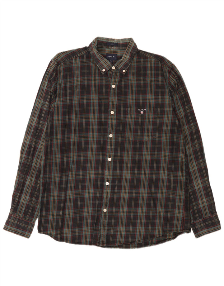 Camisa masculina de flanela Gant Regular Fit tamanho 42/43 17 2XL xadrez multicolorida