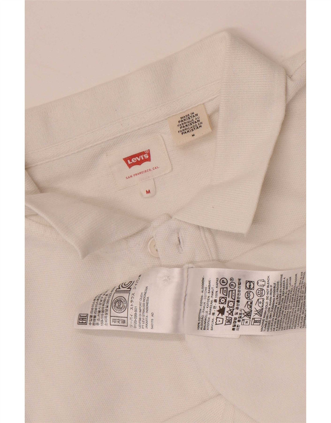 Camisa polo masculina Levi's de algodão branco médio