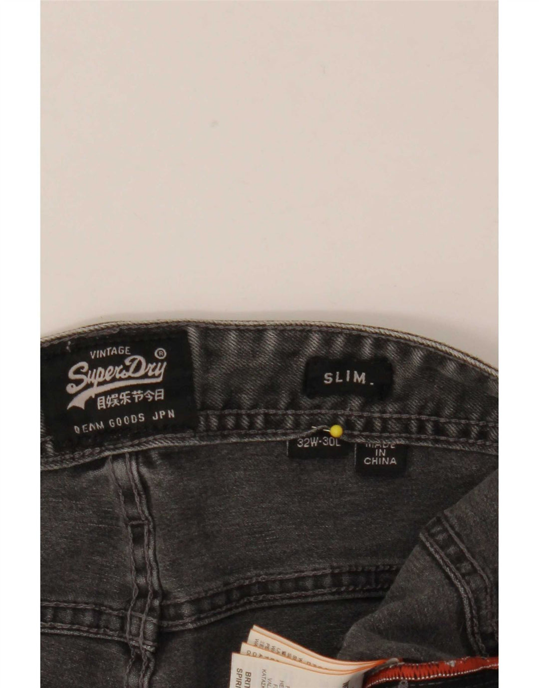 Shorts jeans masculino Superdry Corporal Slim W32 algodão cinza médio