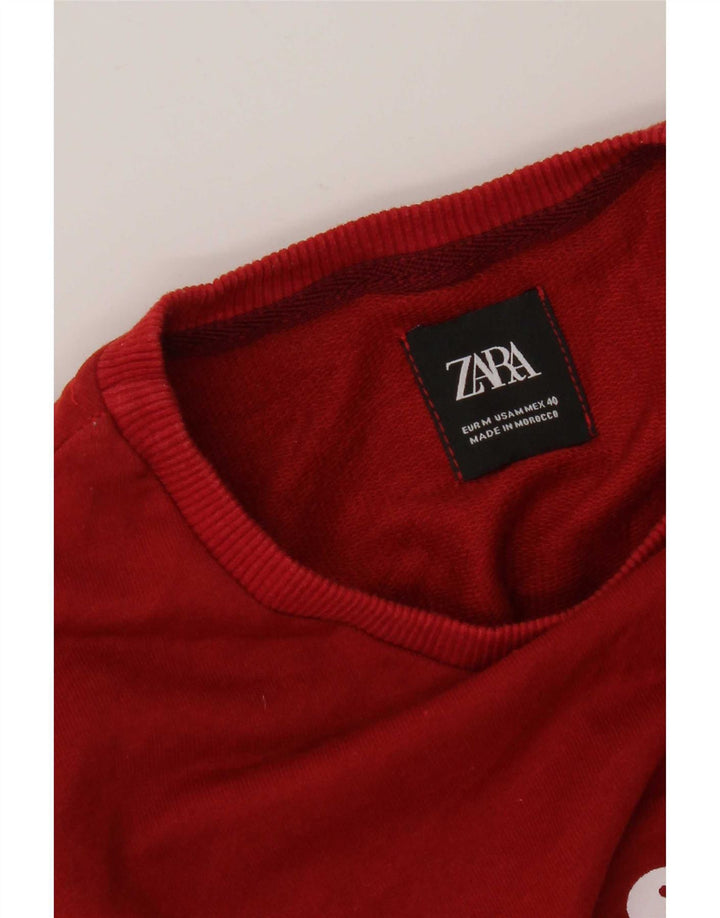 Zara moletom gráfico masculino jumper médio algodão vermelho