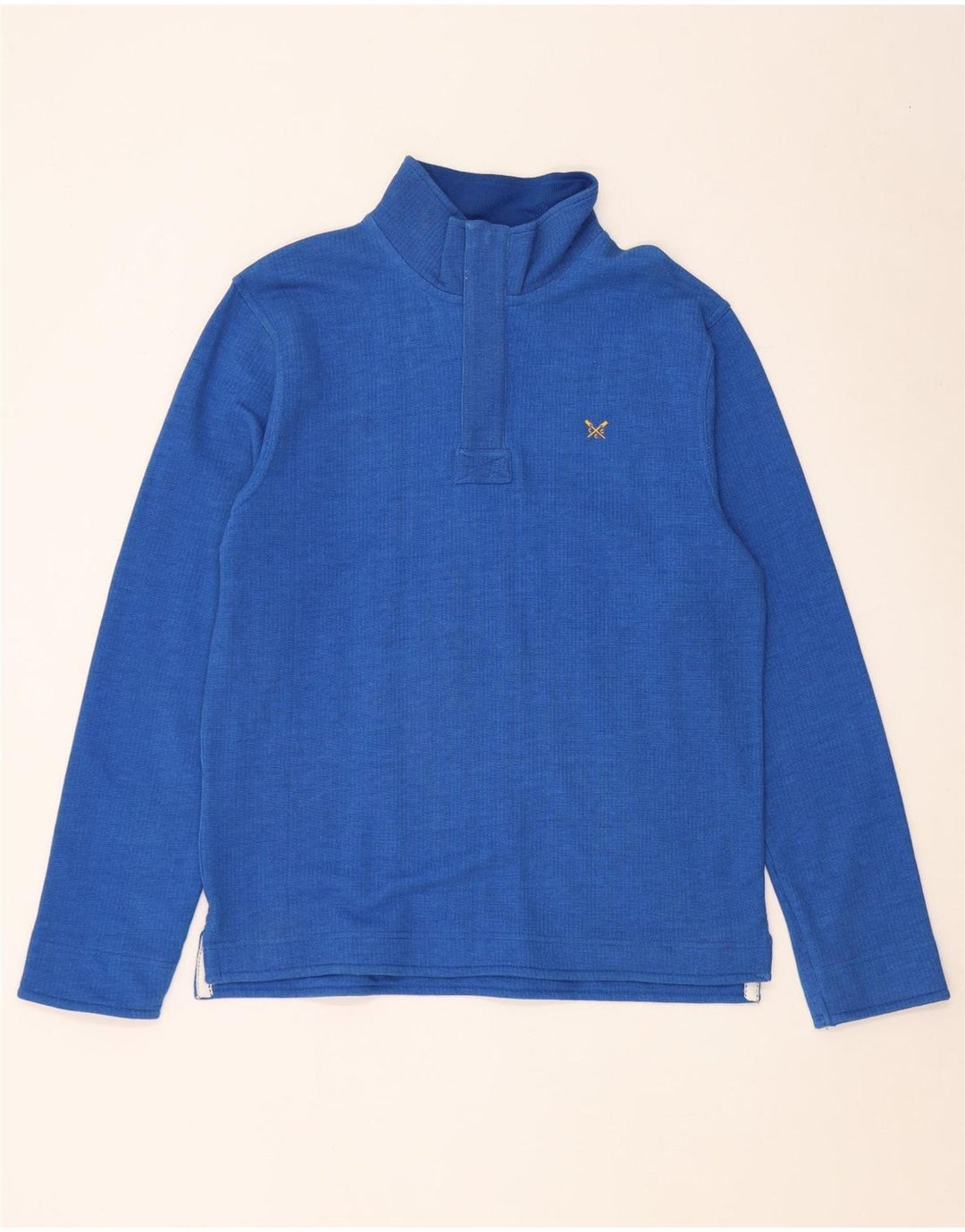 Crew Clothing Mens Zip Neck Moletom Jumper Médio Algodão Azul