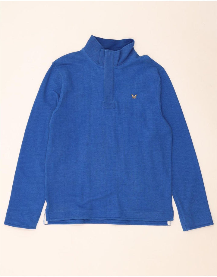 Crew Clothing Mens Zip Neck Moletom Jumper Médio Algodão Azul