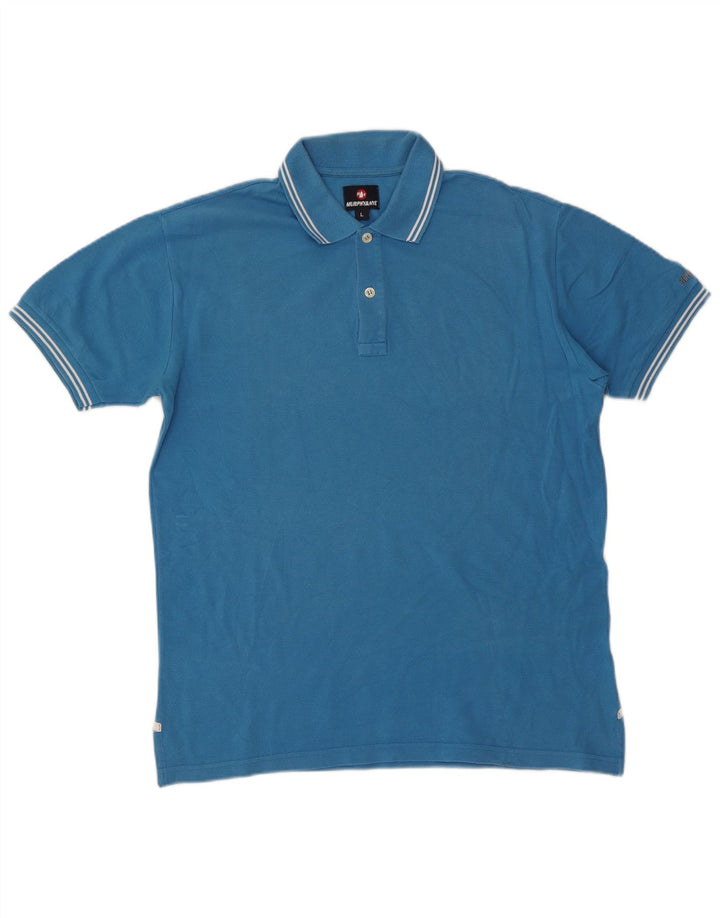 Camisa pólo masculina Murphy & Nye grande algodão azul
