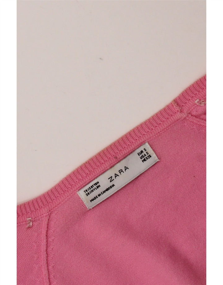 Suéter cardigã feminino Zara Reino Unido 10 pequeno rosa