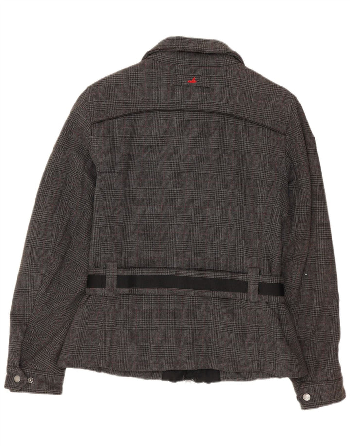 Jaqueta bomber feminina Museum UK 14 algodão houndstooth cinza médio