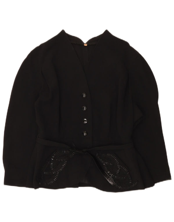 Vintage Womens 4 Button 3/4 Sleeve Blazer Jacket IT 44 Medium Black