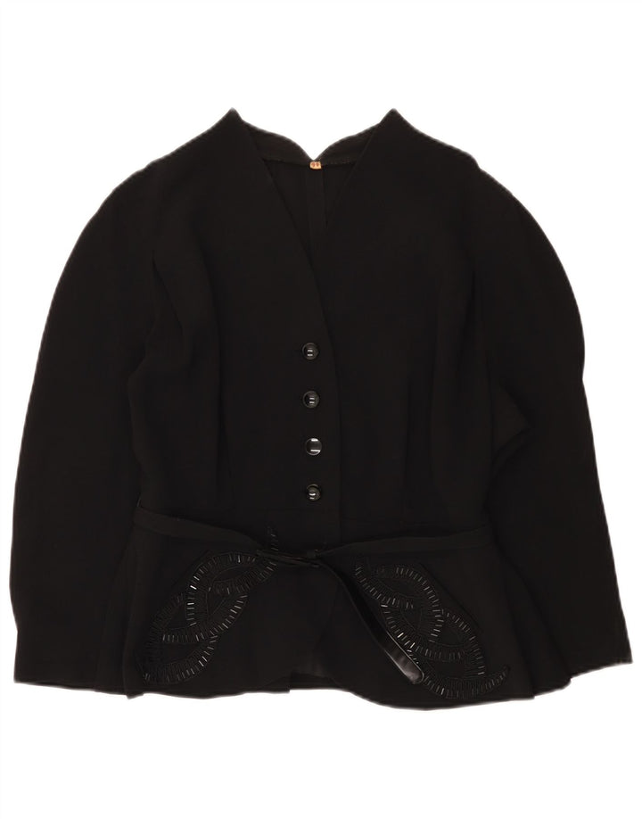 Jaqueta blazer feminina vintage com 4 botões e manga 3/4 IT 44 médio preto