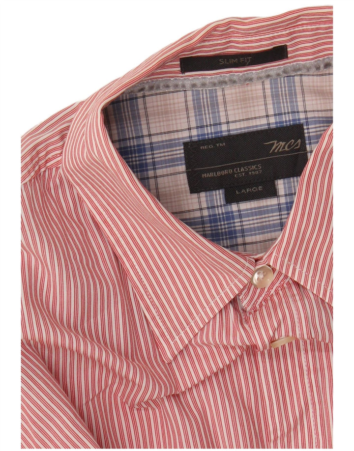 MARLBORO CLASSICS Camisa masculina slim fit grande listra rosa