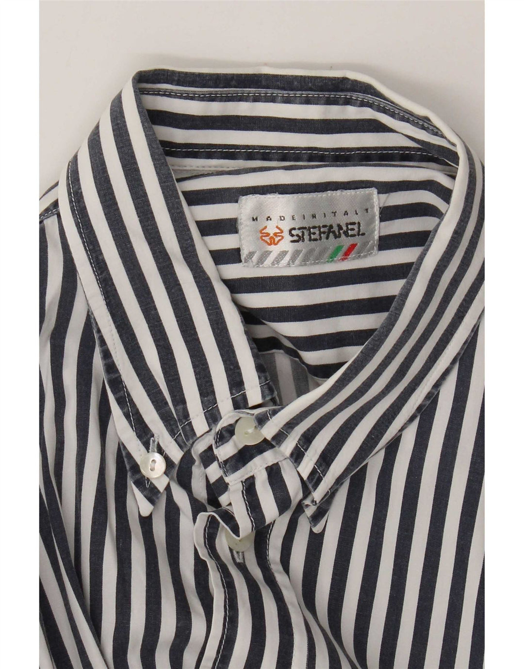 Camisa masculina Stefanel média listrada azul marinho